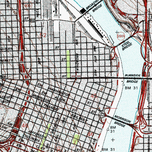 Topographic Map of Portland, OR