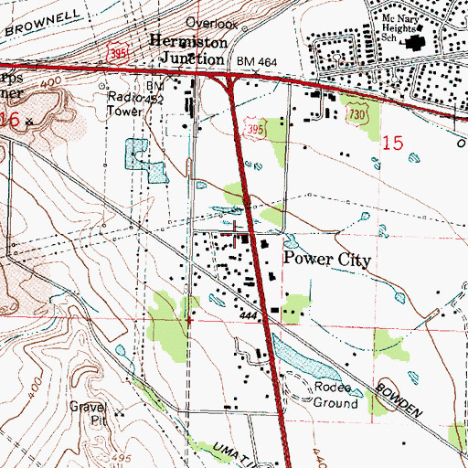 Topographic Map of Power City, OR