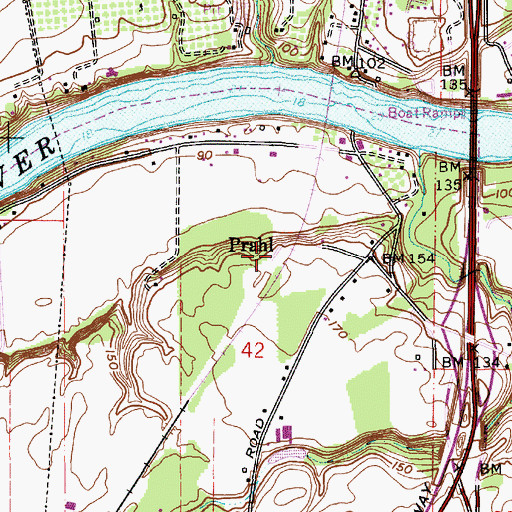 Topographic Map of Prahl (historical), OR