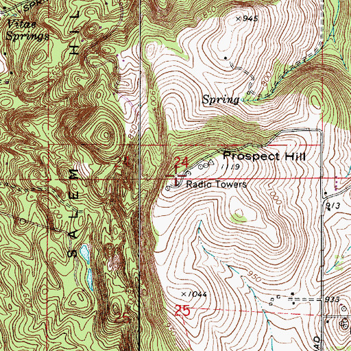 Topographic Map of Prospect Hill, OR