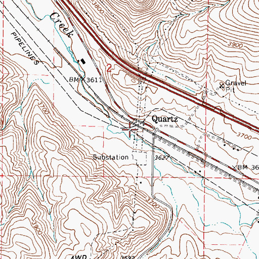 Topographic Map of Quartz, OR