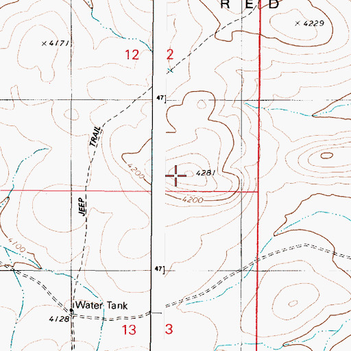Topographic Map of Red Hills, OR