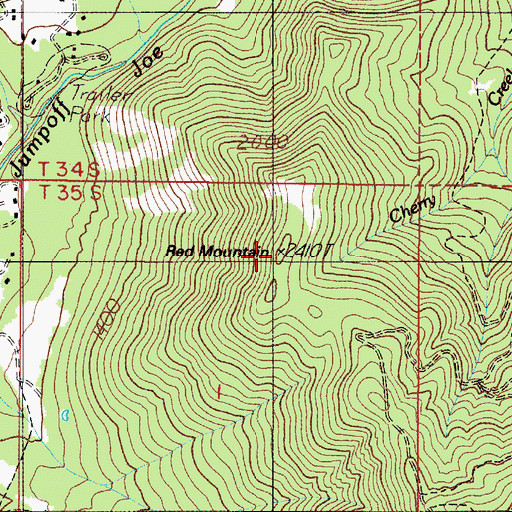 Topographic Map of Red Mountain, OR