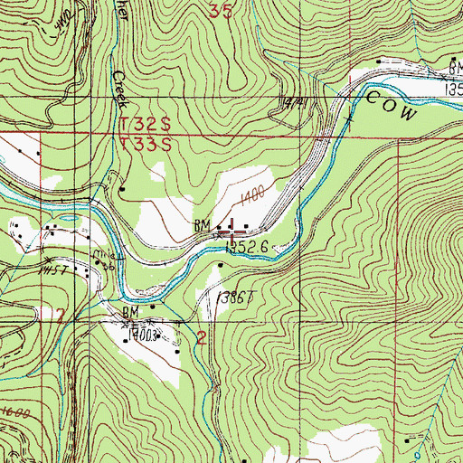 Topographic Map of Reuben (historical), OR
