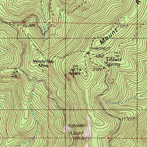Topographic Map of Mount Reuben, OR
