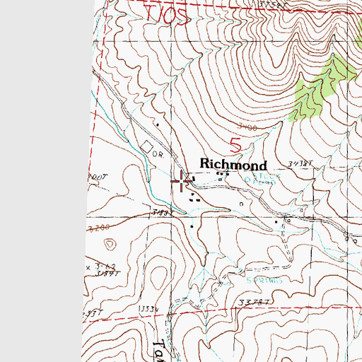 Topographic Map of Richmond, OR