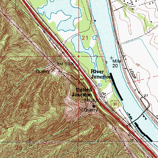 Topographic Map of River Junction, OR