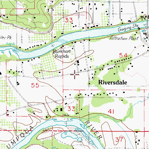 Topographic Map of Riversdale, OR
