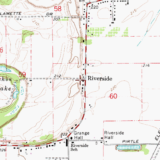Topographic Map of Riverside, OR