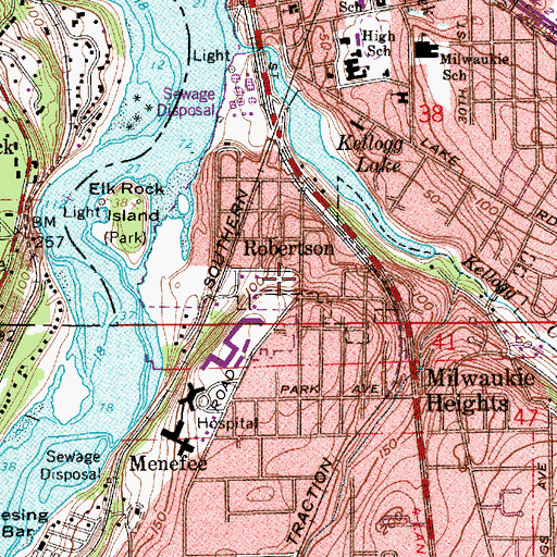 Topographic Map of Robertson, OR