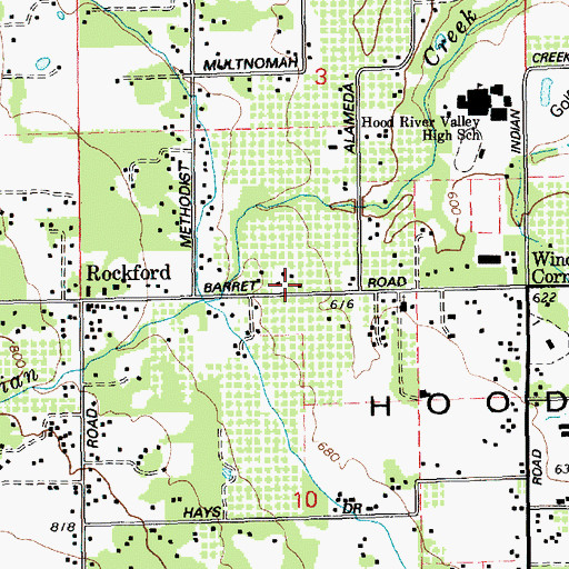 Topographic Map of Rockford, OR