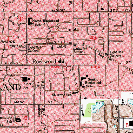 Topographic Map of Rockwood, OR