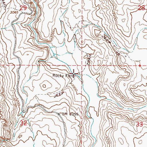 Topographic Map of Rocky Ford, OR