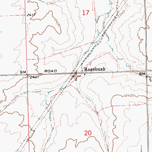 Topographic Map of Rosebush, OR