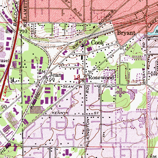 Topographic Map of Rosewood, OR