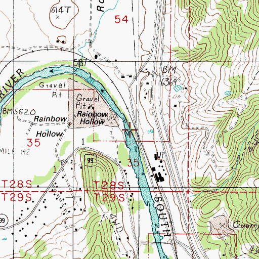 Topographic Map of Round Prairie, OR