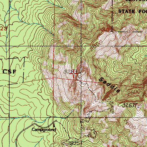 Topographic Map of Saddle Mountain, OR