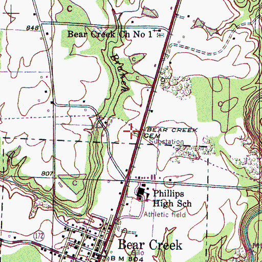 Topographic Map of Bear Creek Cemetery, AL