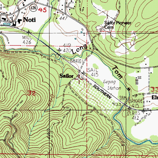 Topographic Map of Sailor (historical), OR