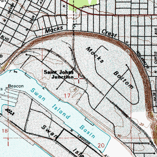Topographic Map of Saint Johns Junction, OR
