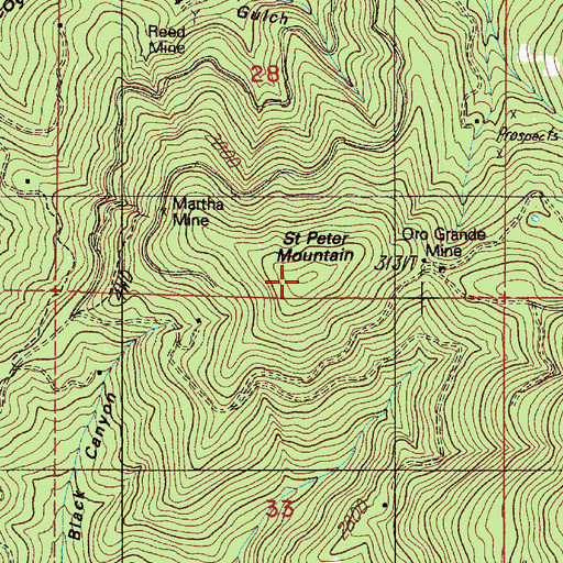 Topographic Map of Saint Peter Mountain, OR