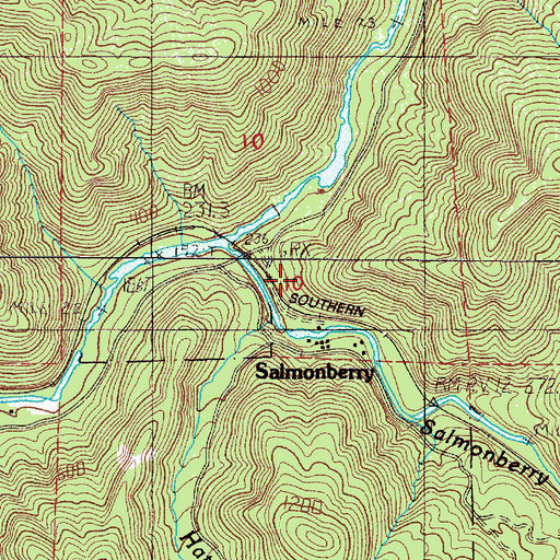 Topographic Map of Salmonberry (historical), OR