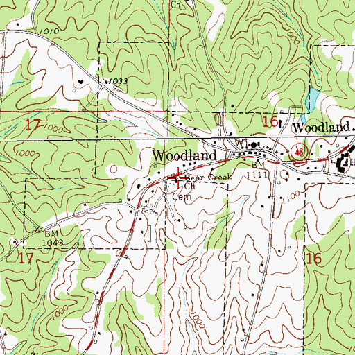 Topographic Map of Bear Creek United Methodist Church, AL