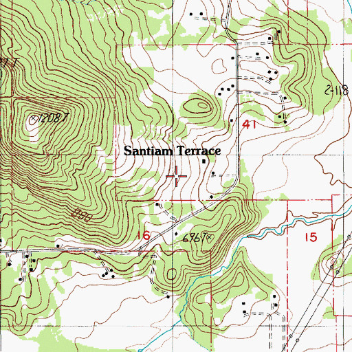 Topographic Map of Santiam Terrace, OR