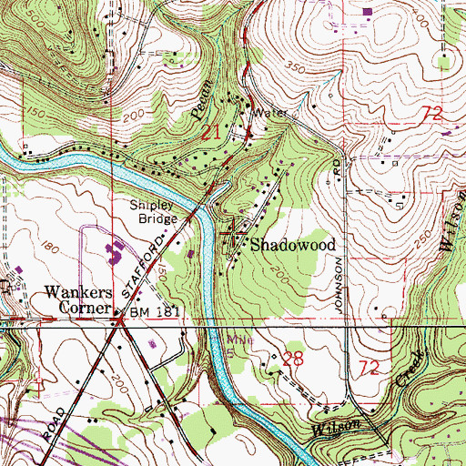 Topographic Map of Shadowood, OR