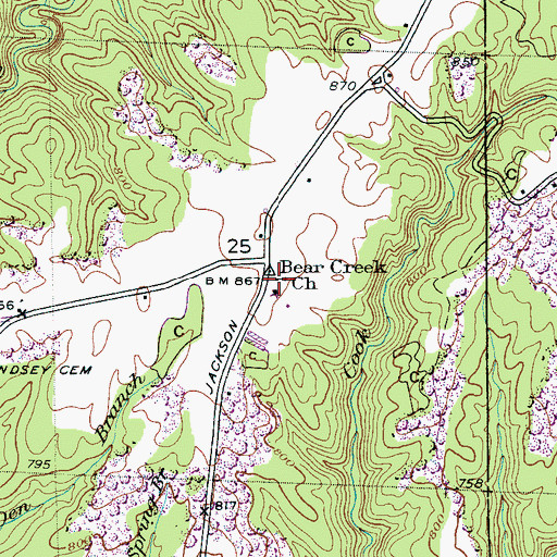Topographic Map of Bear Creek Church, AL