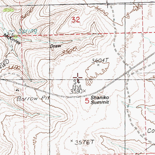Topographic Map of Shaniko Summit, OR