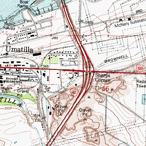 Topographic Map of Sharps Corner, OR