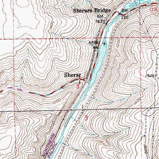 Topographic Map of Sherar, OR