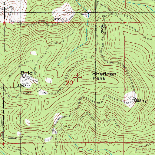Topographic Map of Sheridan Peak, OR
