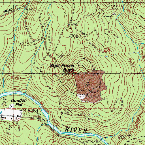 Topographic Map of Shot Pouch Butte, OR