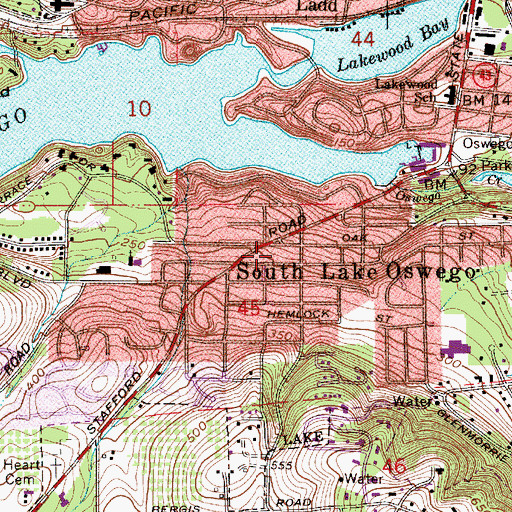 Topographic Map of South Lake Oswego, OR