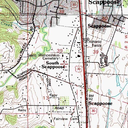 Topographic Map of South Scappoose, OR
