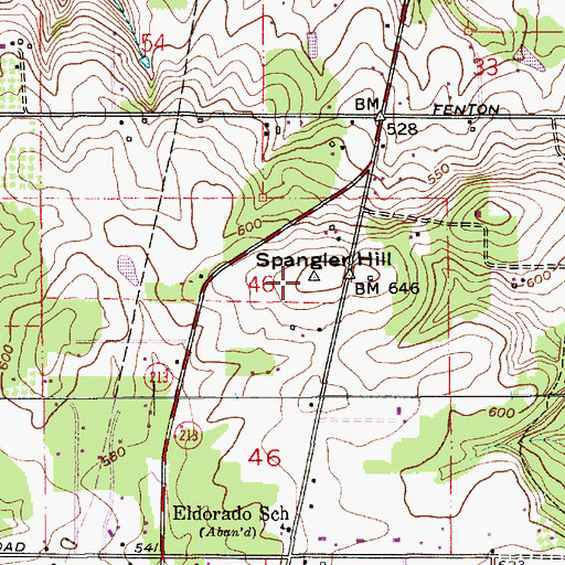 Topographic Map of Spangler Hill, OR