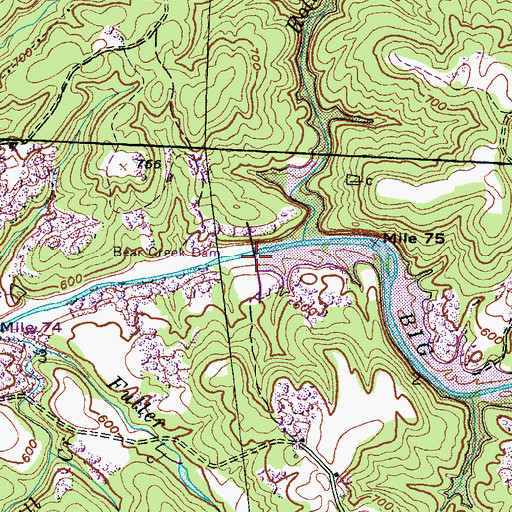 Topographic Map of Bear Creek Dam, AL