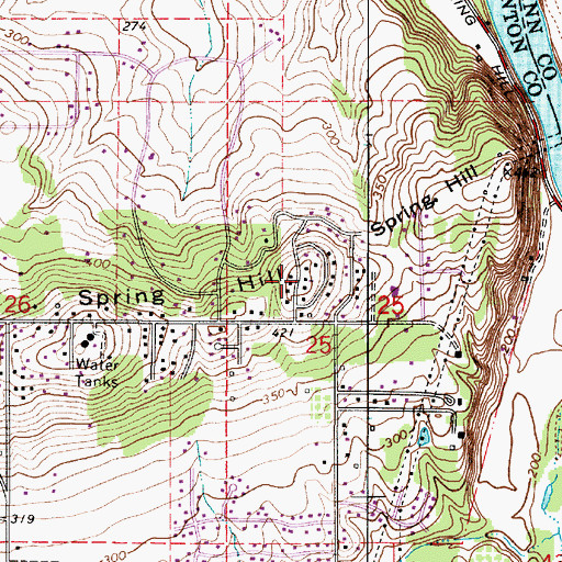 Topographic Map of Spring Hill, OR