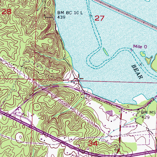 Topographic Map of Bear Creek Dock, AL
