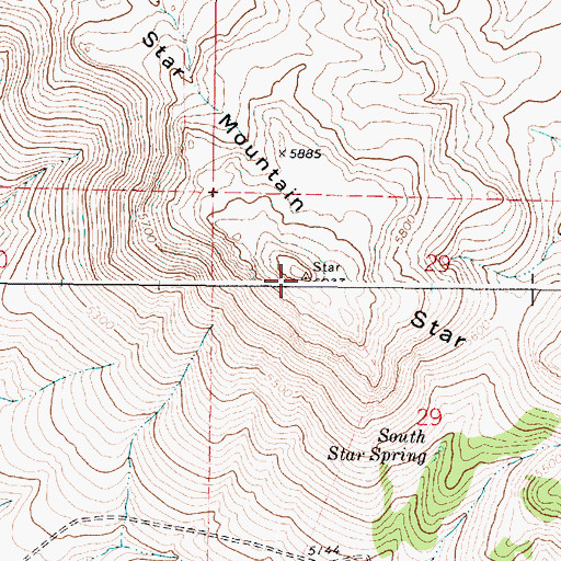 Topographic Map of Star Mountain, OR