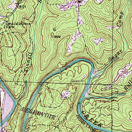 Topographic Map of Bear Creek Reservoir, AL