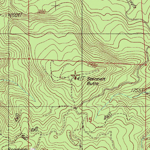 Topographic Map of Stennett Butte, OR