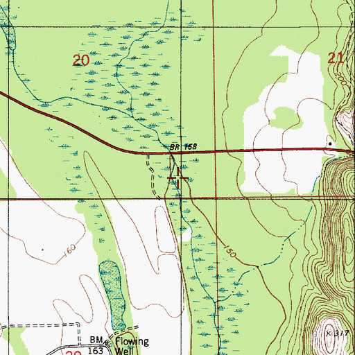 Topographic Map of Bear Creek Swamp, AL