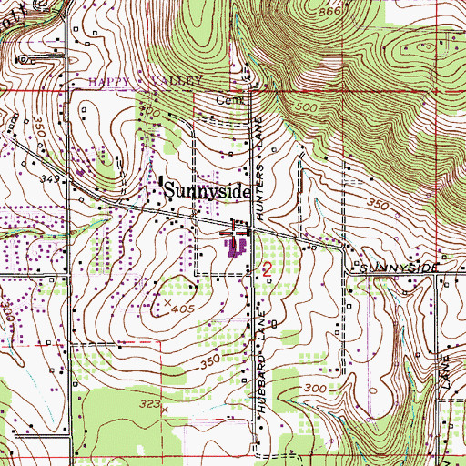 Topographic Map of Sunnyside, OR
