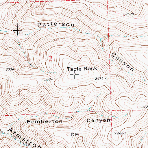 Topographic Map of Table Rock, OR
