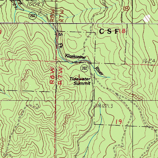 Topographic Map of Tidewater Summit, OR