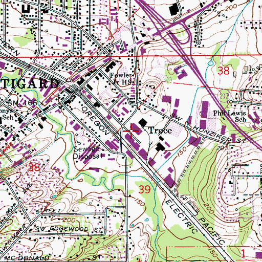 Topographic Map of Trece, OR