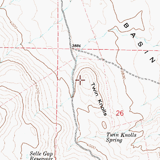 Topographic Map of Twin Knolls, OR